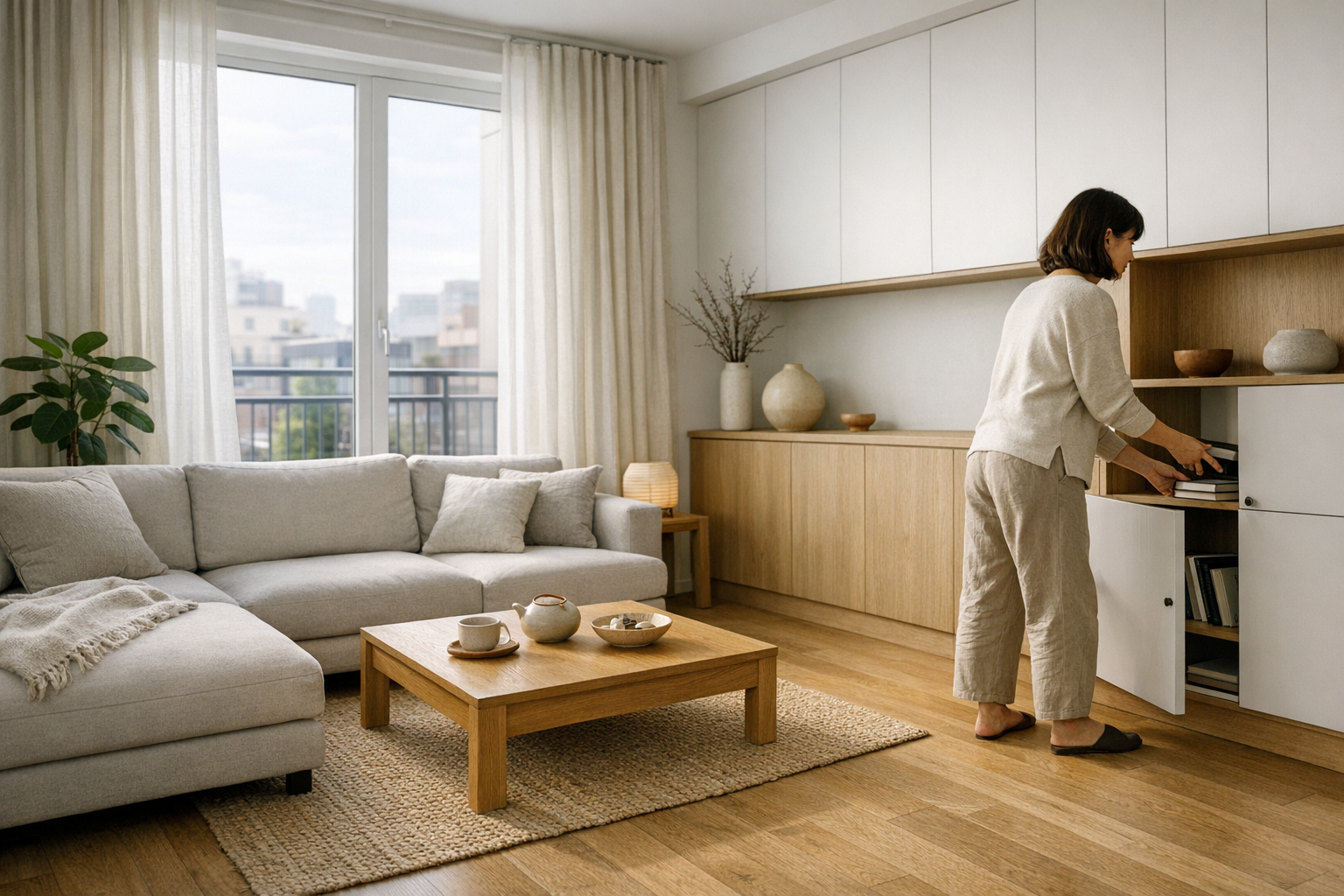 Functioneel interieurontwerp in moderne woonkamer