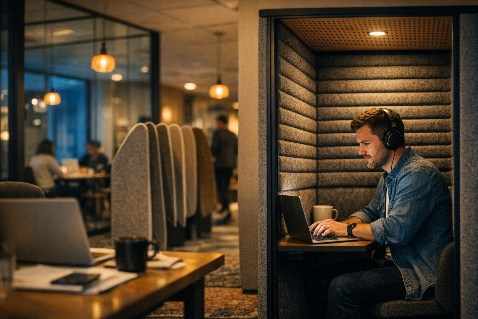 Akoestische oplossingen in kantoorinterieur