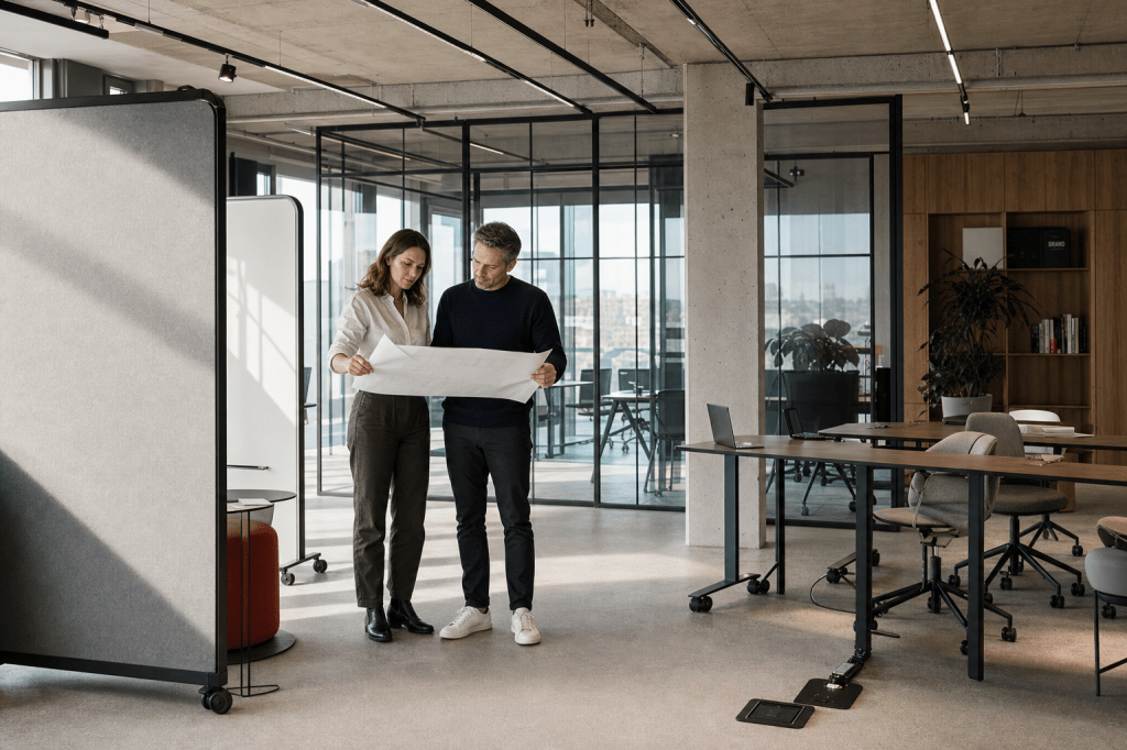 Hoe pak je interieurbouw voor een kantoor aan zodat het ontwerp flexibel meegroeit met hybride werken en teamuitbreiding?