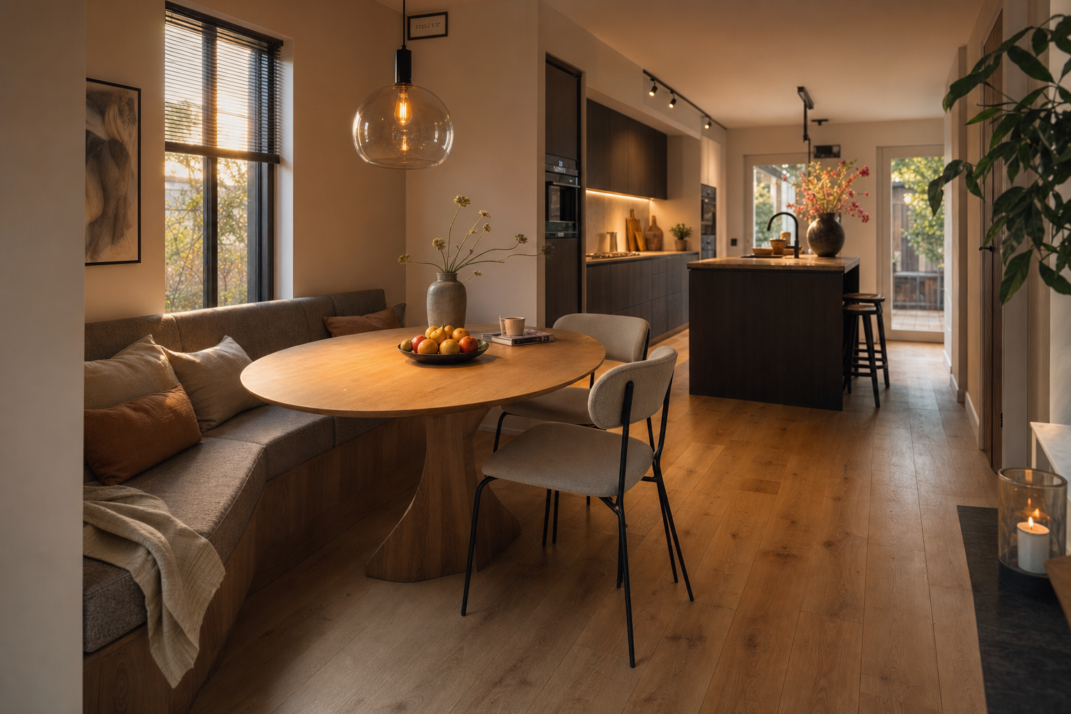 Eetkamerbank hoek in open keuken